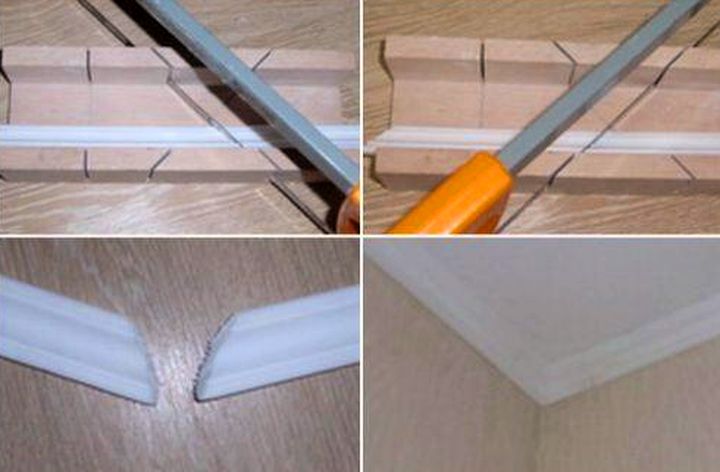 Как самому поклеить плинтусы на потолок и правильно стыковать углы?
