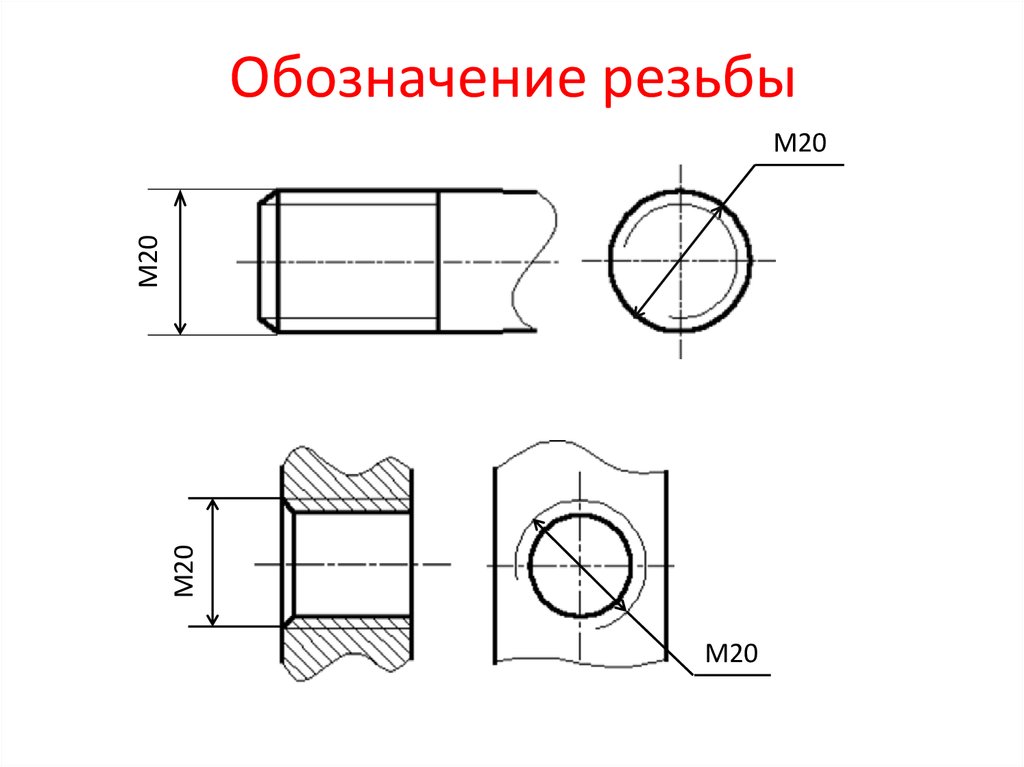 Обозначение внешней резьбы на чертежах