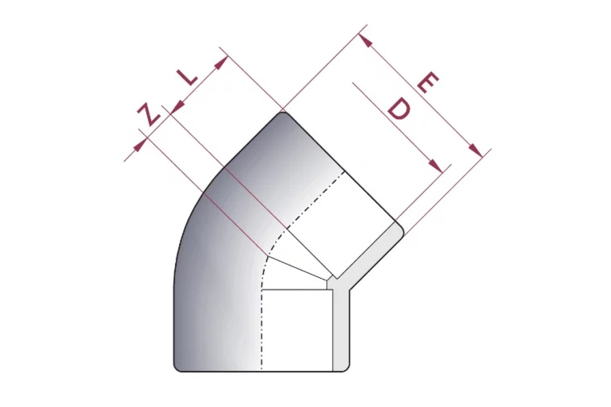 Отрезка трубы диаметром 108 мм под 45 градусов