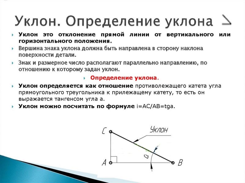 Уклон и конусность - определение, обозначение на чертеже, формула расчёта уклона и конусности | chertimvam.ru