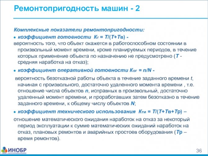Основные показатели ремонтопригодности и сохраняемости машин и оборудования. реферат. другое. 2014-10-10
