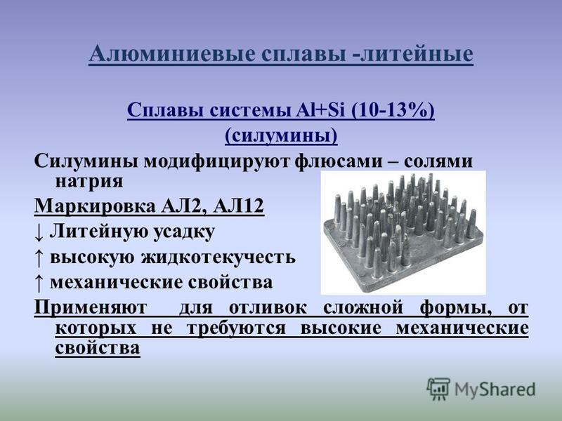 Литейные алюминиевые сплавы: свойства, применение, обработка