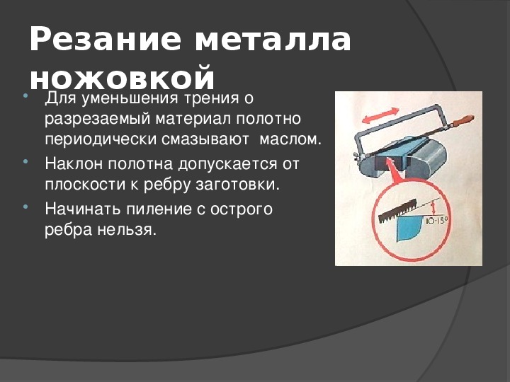 Конспект урока технологии в 6 классе по теме: "резание металла слесарной ножовкой" | doc4web.ru