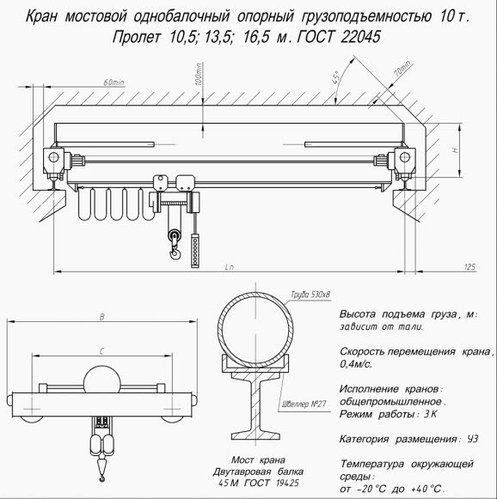 Подвесная кран-балка описание - схема подвесного крана - устройство подвесной кран-балки