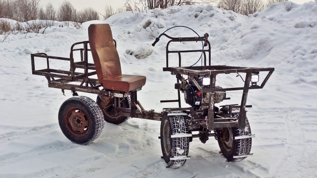 Самодельный снегоход на базе мотоблока - как сделать колеса?
