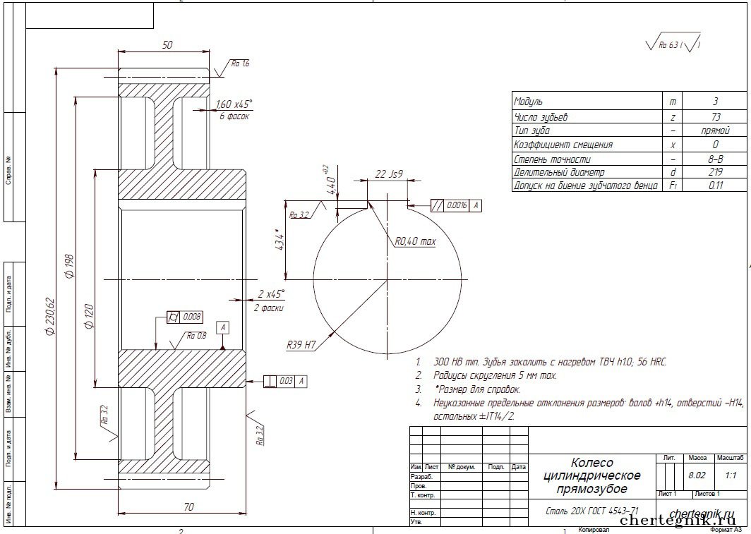 Гост 2.403-68: единая система конструкторской документации. правила выполнения рабочих чертежей цилиндрических зубчатых колес